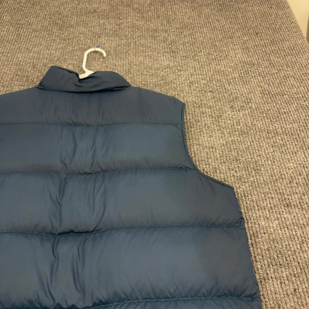 Lands' End Puffer Vest Mens L Blue Nylon‎ Down Insulated Mock Neck Gorpcore
